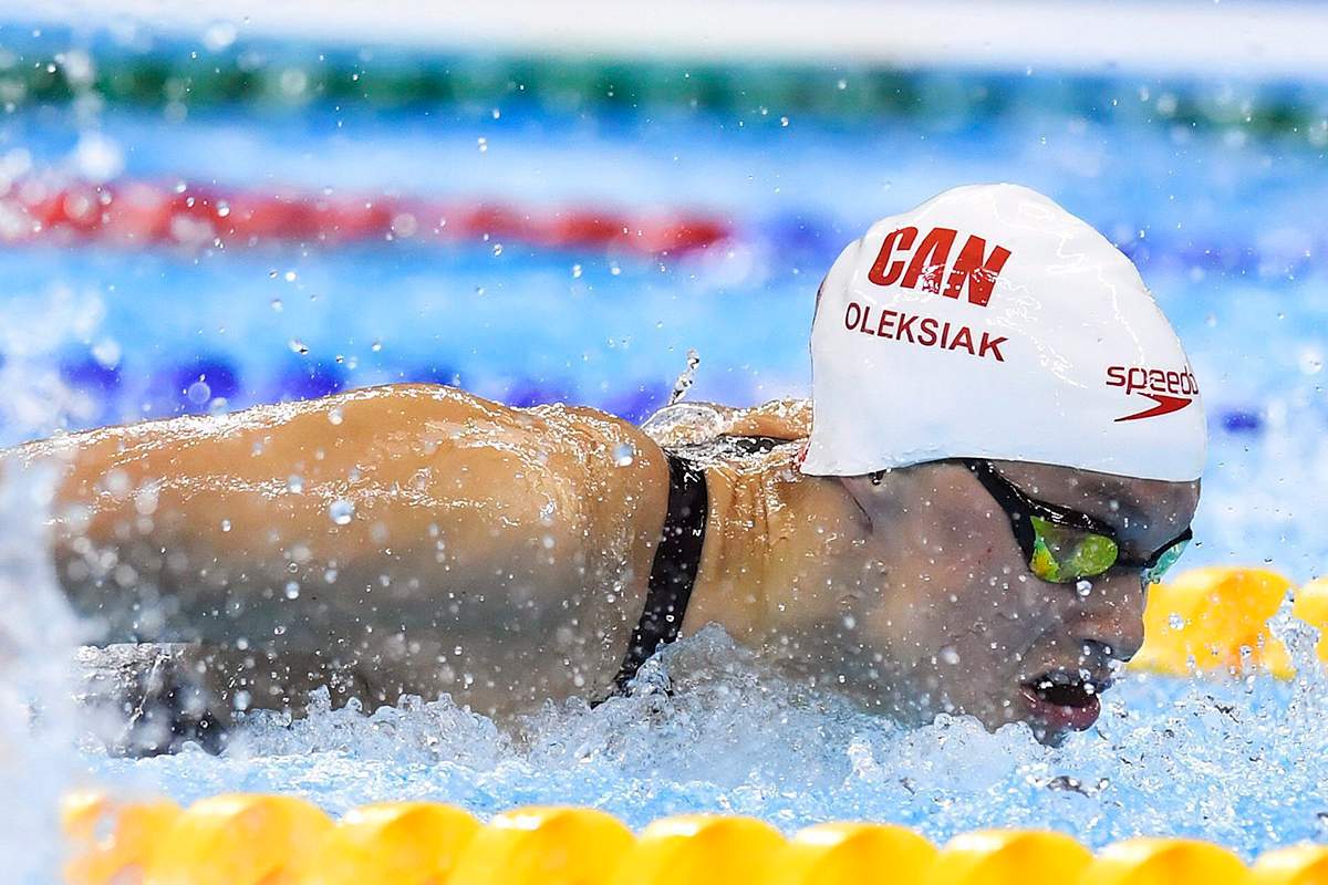Penny Oleksiak, of Canada, swims in the Women's 100m Butterfly semifinal at the 2016 Olympic Games in Rio de Janeiro, Brazil on Saturday, Aug. 6, 2016. 