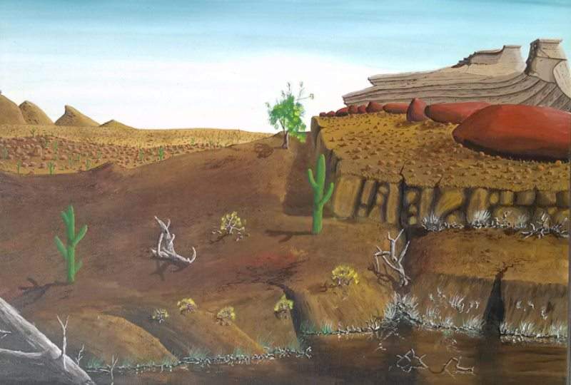 A painting, allegedly painted by renowned artist Peter Doig, is shown in this undated handout photo. 