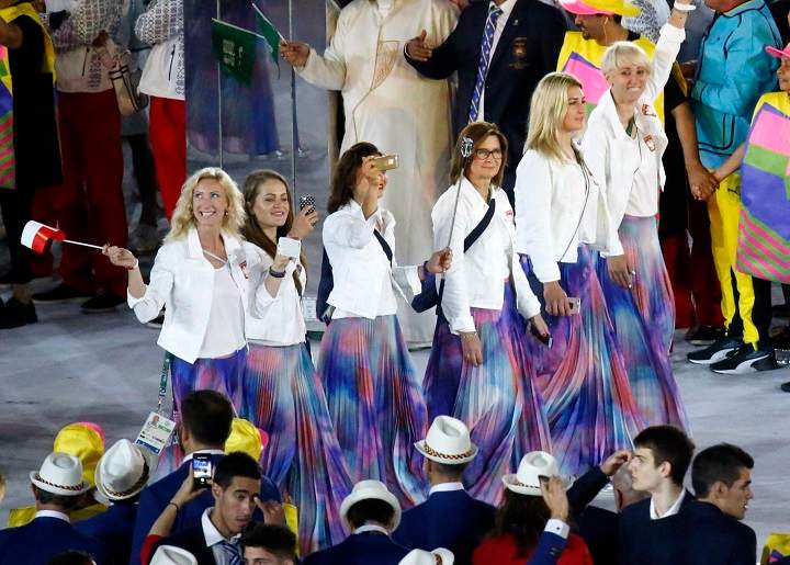 Poland delegation enters the field during the Opening Ceremony of the Rio 2016 Olympic Games.