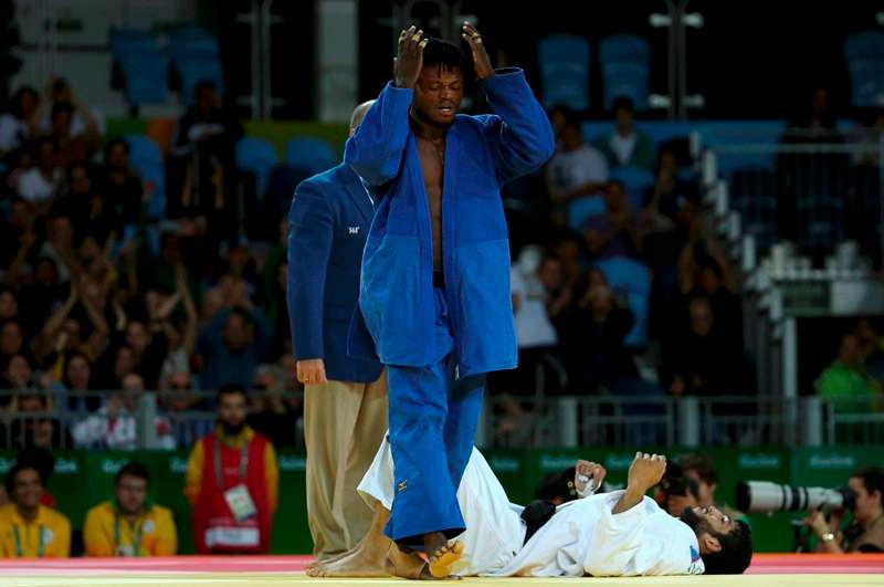Popole Misenga  won his first-round match in the men's judo 90-kilogram division against Avtar Singh of India. 