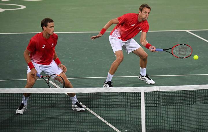 Daniel Nestor (CAN) of Canada and Vasek Pospisil