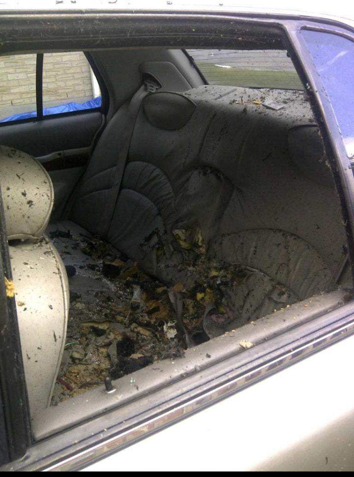 The inside of the cab where Aaron Driver detonated an explosive device on Aug. 10, 2016.