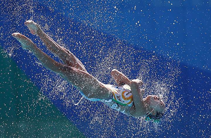 China competes during the synchronized swimming free routine final in the Maria Lenk Aquatic Center at the 2016 Summer Olympics in Rio de Janeiro, Brazil, Friday, Aug. 19, 2016.