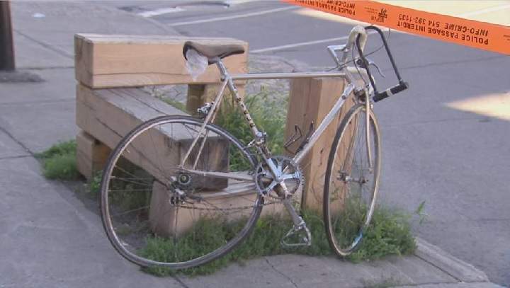 The back wheel of the woman’s bike is bent out of shape. Saturday, Aug. 27, 2016.