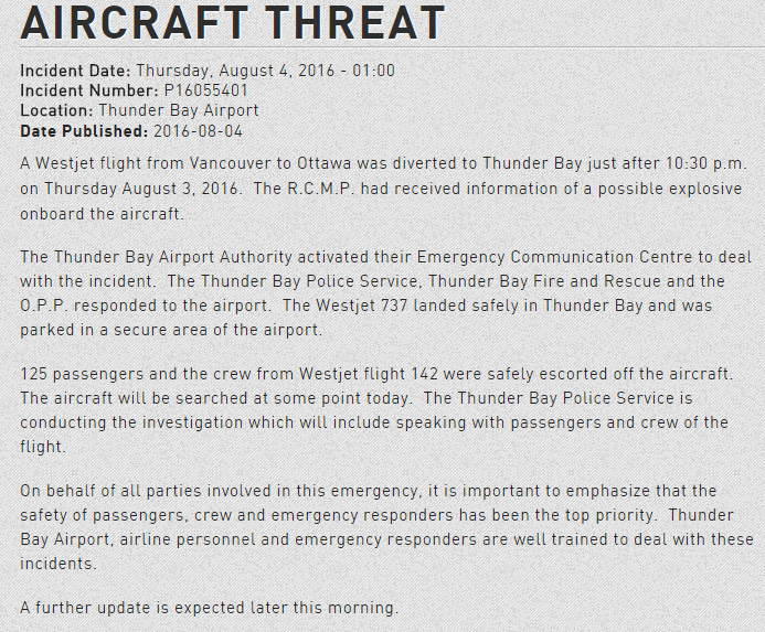 Vancouver-Ottawa WestJet flight diverted due to possible threat - image