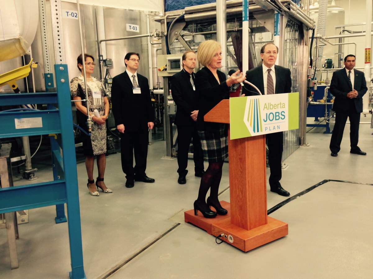 Alberta Premier Rachel Notley says she rejects the notion that a
minimum-wage hike  and carbon tax will hurt the provincial economy. Sept. 28, 2016.
