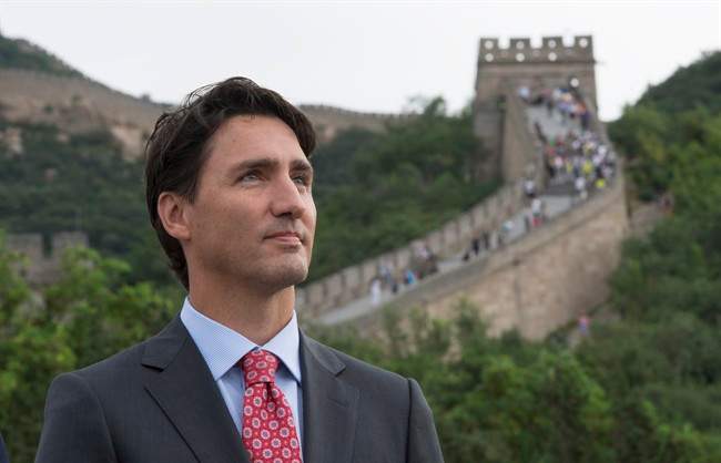 Canadian Prime Minister Justin Trudeau looks on as he takes in a view of the Great Wall of China, in Beijing on Thursday, September 1, 2016. 