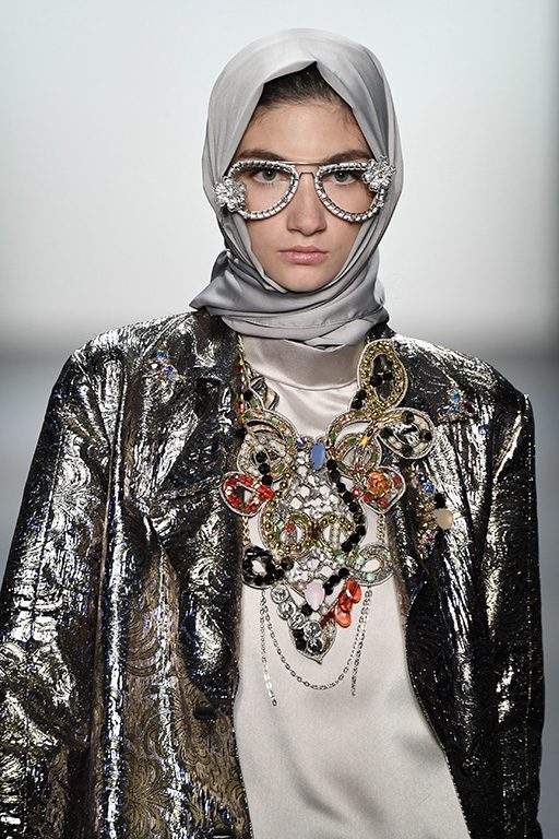 A model walks the runway at the Anniesa Hasibuan during New York Fashion Week.