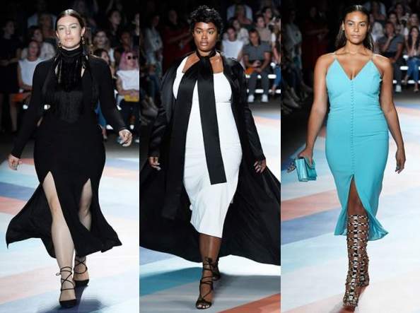 Plus-sized models walk the Christian Siriano runway during Fashion Week in New York, Saturday, Sept. 10, 2016. 