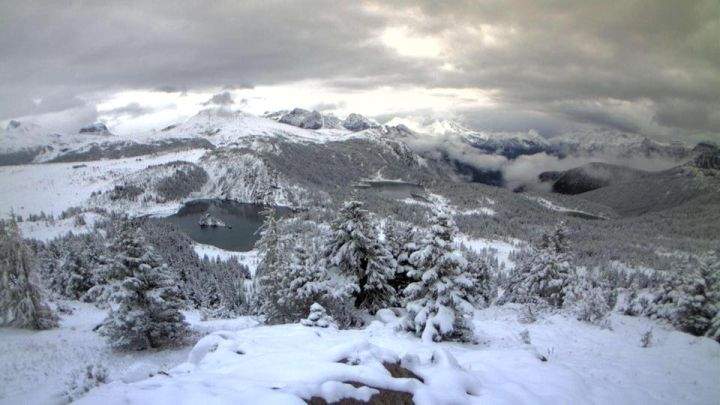 Sunshine Village shared this photo on Facebook Sunday, writing: “Are you like us and SNOW happy to see the white stuff back on our webcams??”