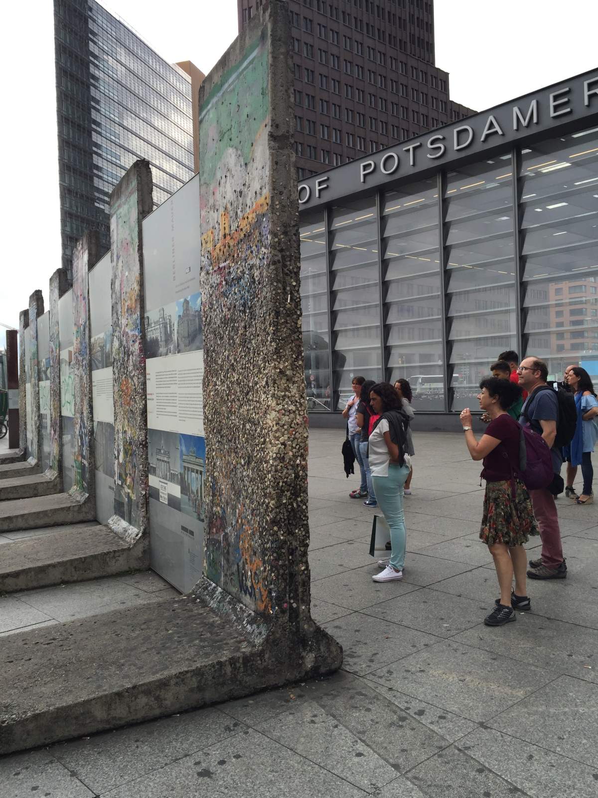 Sections of the Berlin Wall on display at Potsdammer Platz in Berlin.