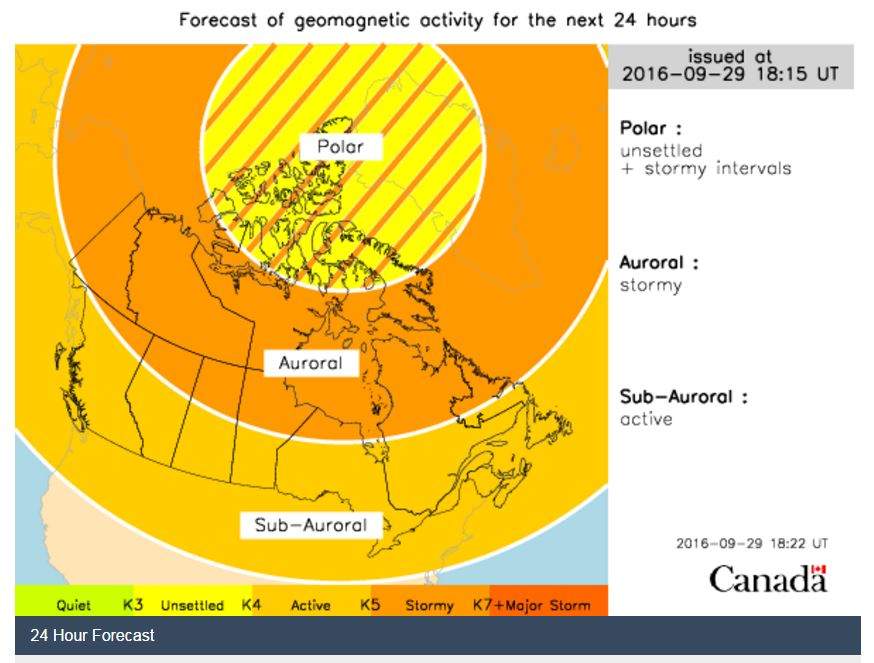 Anticipated geomagnetic storm activity.