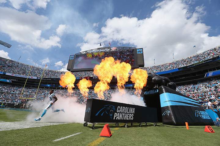 Ted Ginn of the Carolina Panthers is introduced ahead of their game against the San Francisco 49ers at Bank of America Stadium on September 18, 2016 in Charlotte, North Carolina.  
