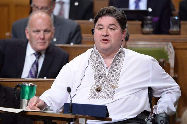 Veterans Affairs Minister Kent Hehr answers a question during Question Period in the House of Commons on Parliament Hill in Ottawa on Thursday, May 19, 2016.