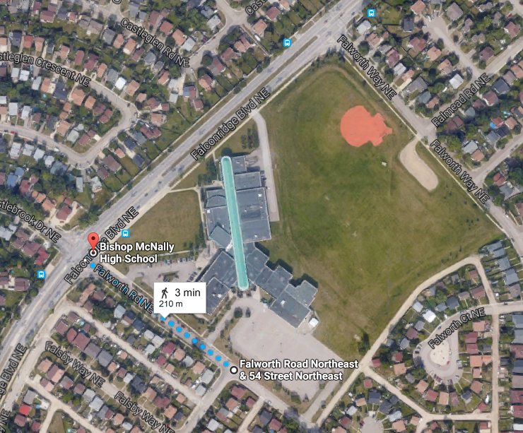 Person hit by vehicle near Bishop McNally High School Tuesday.