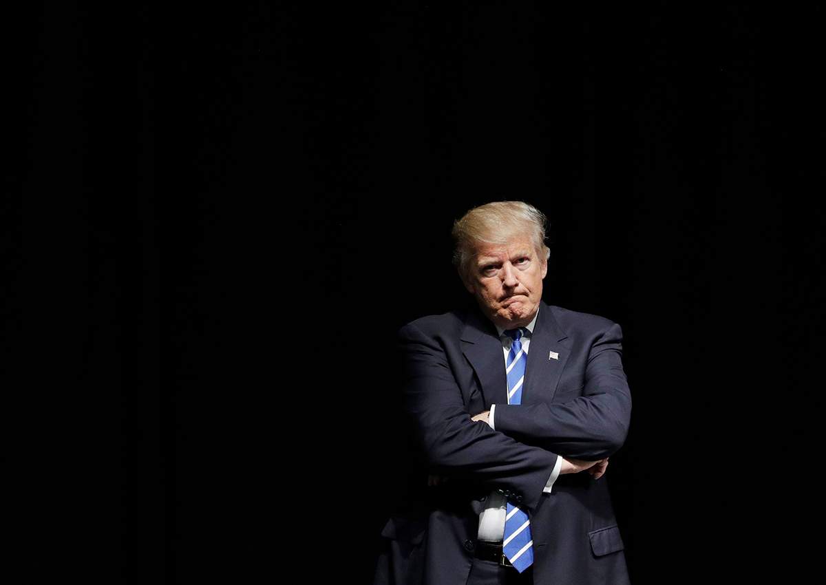 Republican presidential candidate Donald Trump attends a campaign rally, Wednesday, Sept. 28, 2016, in Council Bluffs, Iowa.