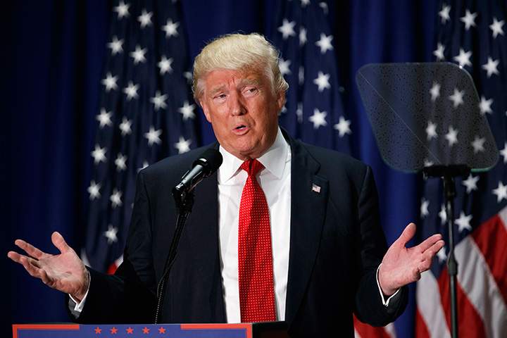 Republican presidential candidate Donald Trump speaks on Thursday, Sept. 8, 2016 at an event in Cleveland, Ohio. 