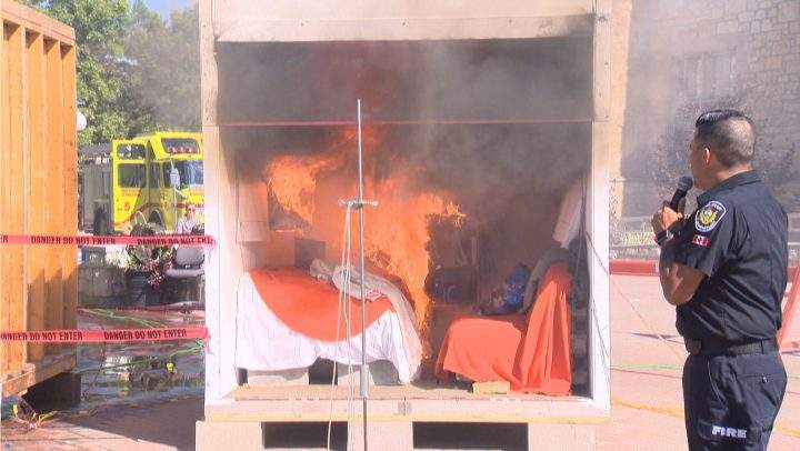 The Saskatoon Fire Department set two dorm rooms on fire at the University of Saskatchewan as part of a fire safety demonstration.