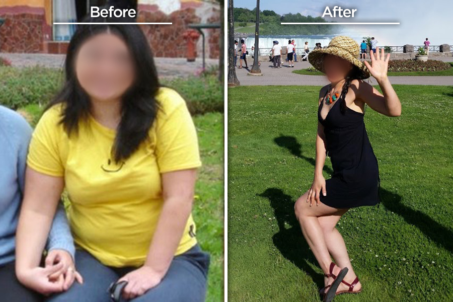 Valeria then and now. Her sister recently joined the program as well.