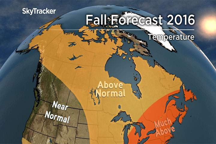 The temperature outlook across Canada this fall.