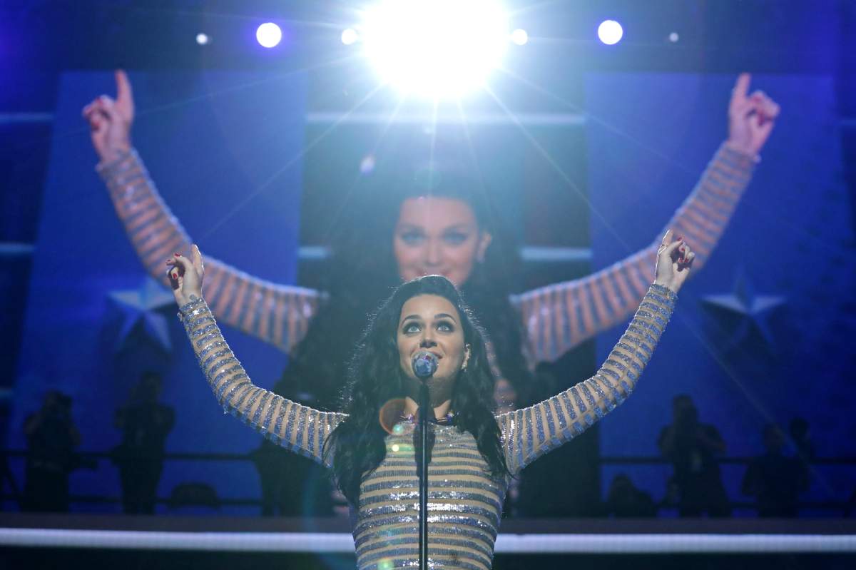 Singer Katy Perry performs during the fourth day of the Democratic National Convention at the Wells Fargo Center, July 28, 2016 in Philadelphia, Pennsylvania. 