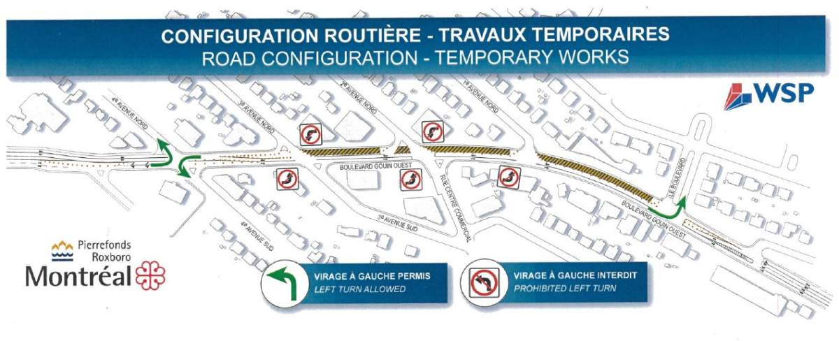 Construction on Gouin Boulevard West in Pierrefonds-Roxboro, Tuesday, September 13, 2016.
