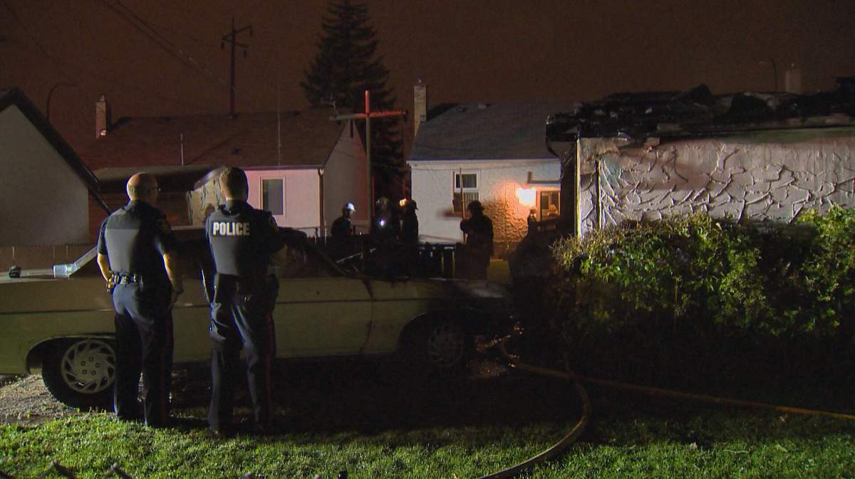 A garage in the 500 block of Salter Street is destroyed after a Friday morning fire.