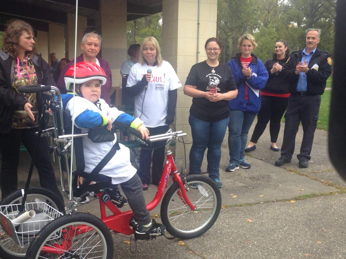 Timmy Shiels led the muscular dystrophy walk on Saturday. 