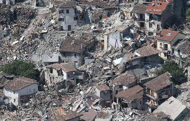 A general view after an earthquake levelled the town of Pescara del Tronto, central Italy, September 1, 2016.