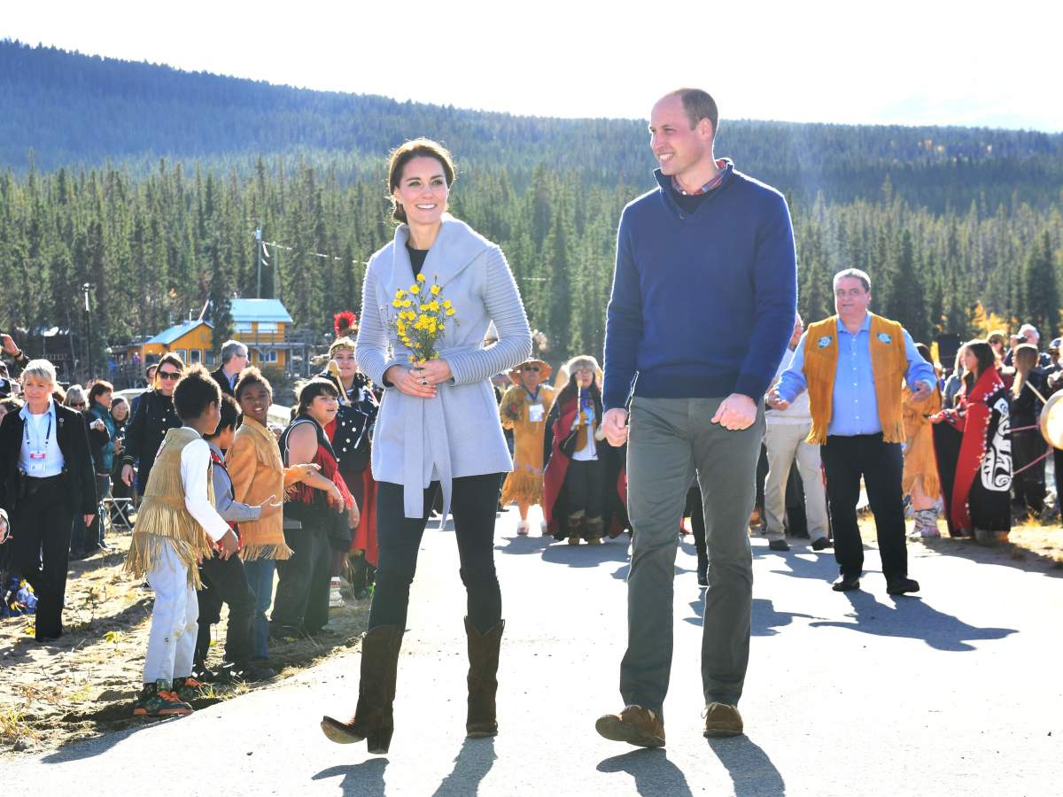 Kate Middleton wore a Sentaler alpaca coat and Shelley MacDonald-designed earrings while on tour in Canada. 