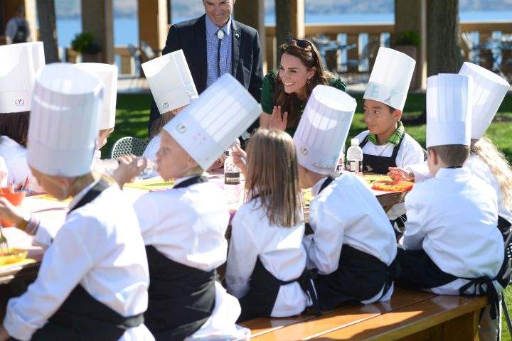 The Duchess of Cambridge meets young chefs at the Mission Hill Winery in Kelowna, B.C., Tuesday, Sept. 27, 2016.