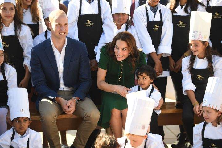 Prince William and Catherine Duchess of Cambridge visit with young chefs at Mission Hill Winery in Kelowna.