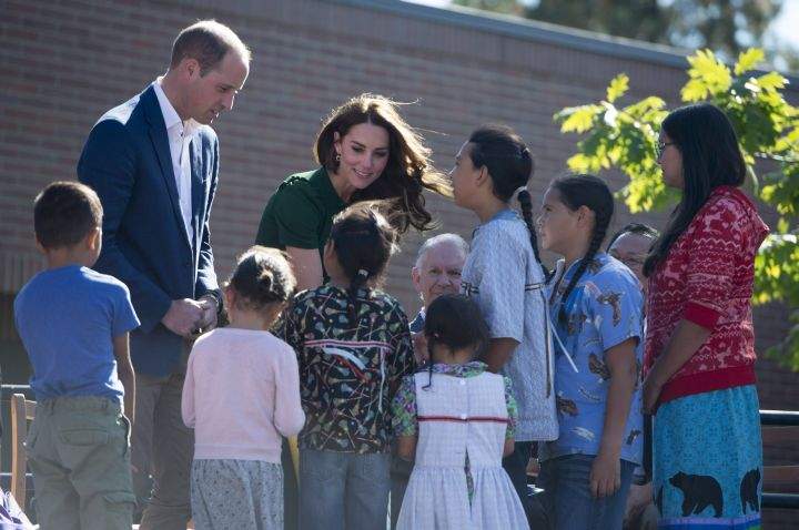 The Duke and Duchess of Cambridge greet children at the University of British Columbia campus in Kelowna, B.C., Tuesday, Sept 27, 2016.