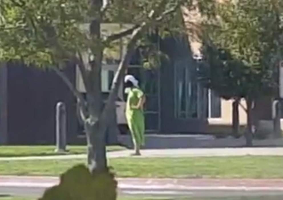 The masked man was eventually arrested.