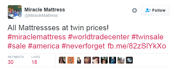 Offensive Twin Towers mattress commercial airs days before 9/11 - image
