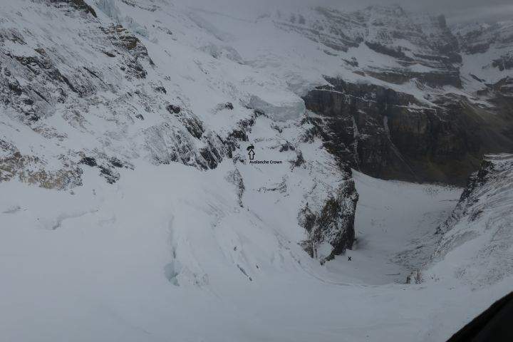 One skier died in an avalanche west of Lake Louise Sunday, Sept. 25, 2016.