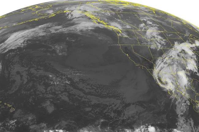 This NOAA satellite image taken Wednesday, Sept. 07, 2016 at 01:00 AM EDT shows Hurricane Newton moving northward up the Baja Mexico coast. Widespread showers with a few embedded thunderstorms can be seen across parts of Arizona and New Mexico due to the outer rain bands. Newton is expected to weaken to a Tropical Storm as it makes landfall over far northwest Mexico. An area of showers can be seen across the northern Intermountain West, while weakening showers can be seen across the Pacific Northwest. The West Coast remains dry and clear, while mostly cloudy skies can be seen across the Rockies. (NOAA/Weather Underground via AP).