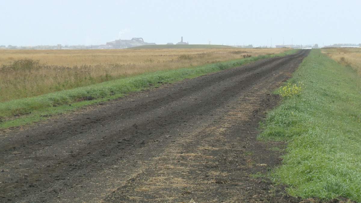 Scene of a two-vehicle collision that happened north of Regina.