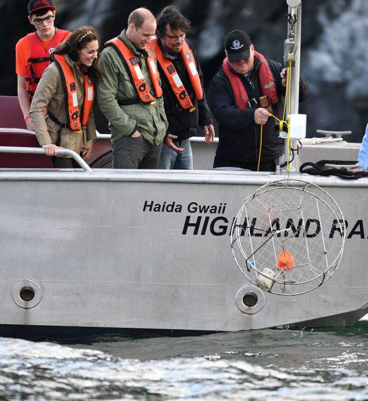 The Duke and Duchess join people from the Skidegate Youth Centre where they enjoy world-class fishing on the beautiful waters of the Hectate Strate.