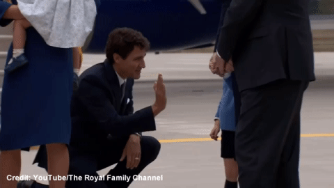Prime Minister Justin Trudeau is denied a high five by young Prince George.