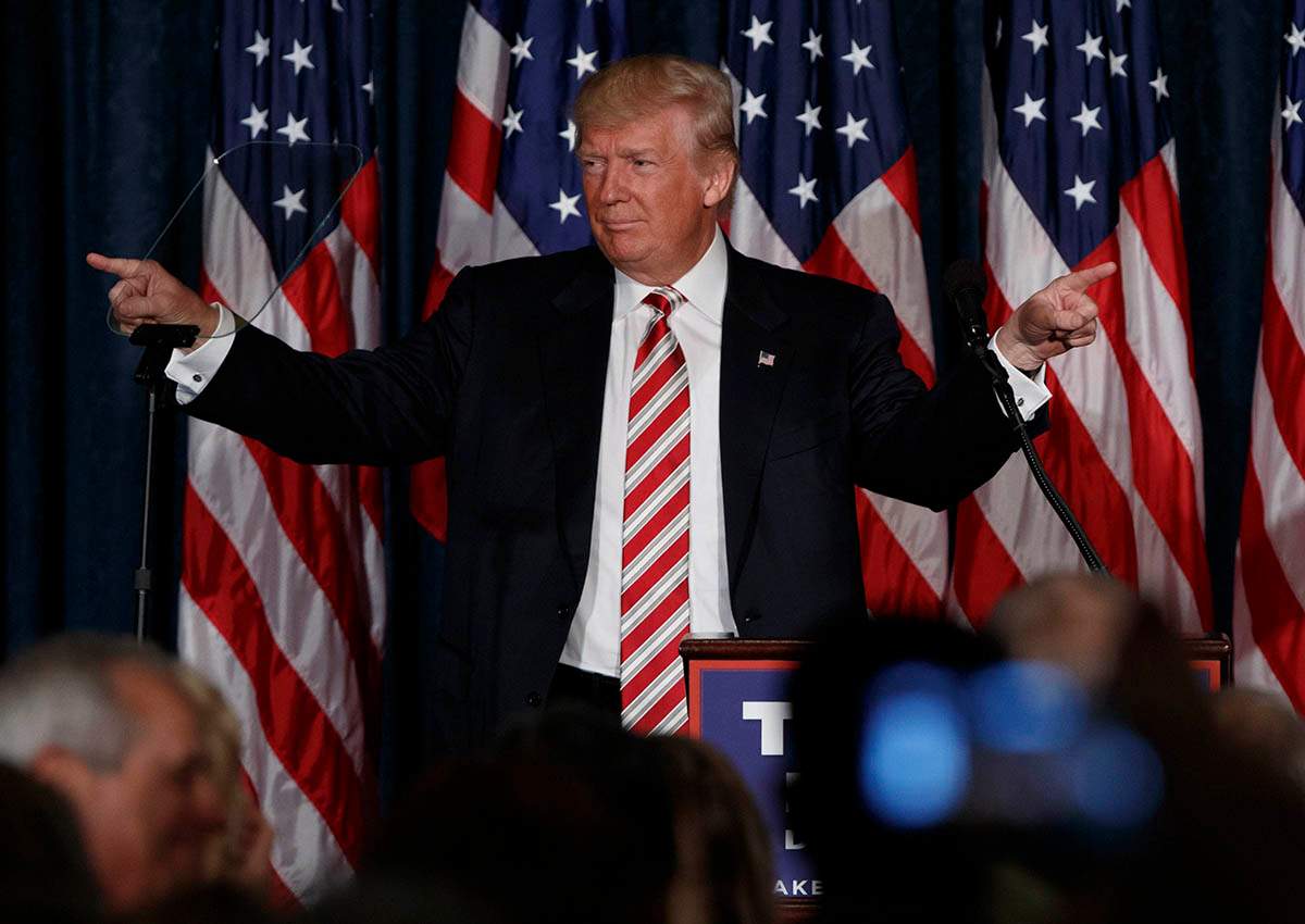 Republican presidential candidate Donald Trump speaks about national security, Wednesday, Sept. 7, 2016, at the Union League in Philadelphia. 