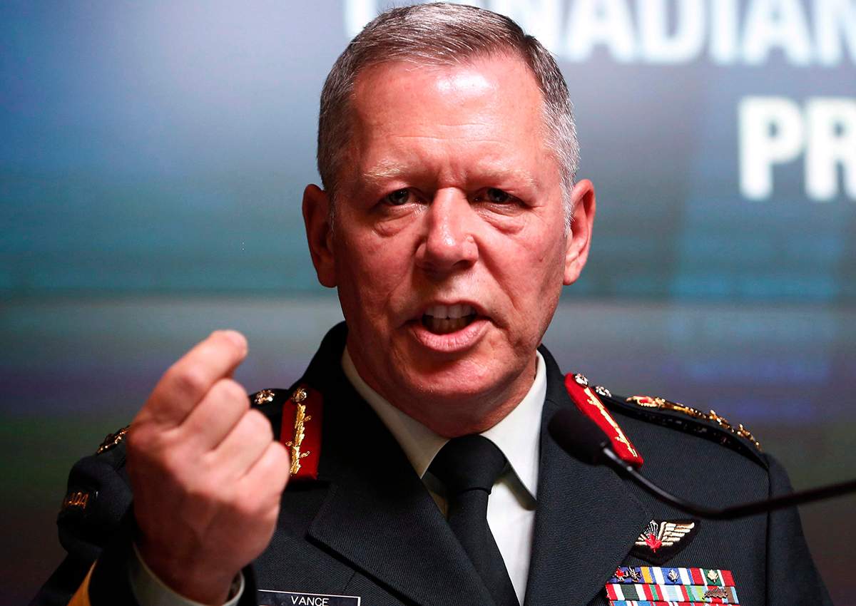 Chief of Defence staff General Jonathan Vance speaks during a news conference to , in Ottawa Tuesday August 30, 2016. 