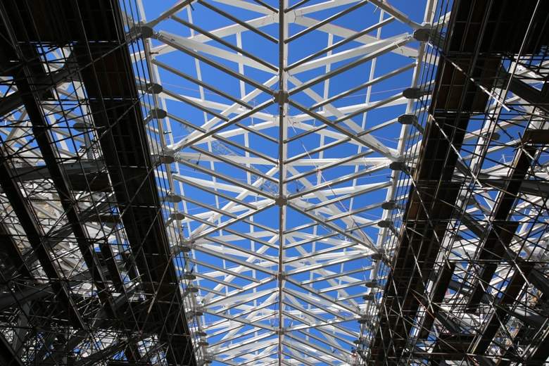 A look at the unfinished ceiling above the new House of Commons. Several other parliaments around the world have modernized their buildings in the same way. The shifting natural light may play a bit of havoc with television cameras in the room.