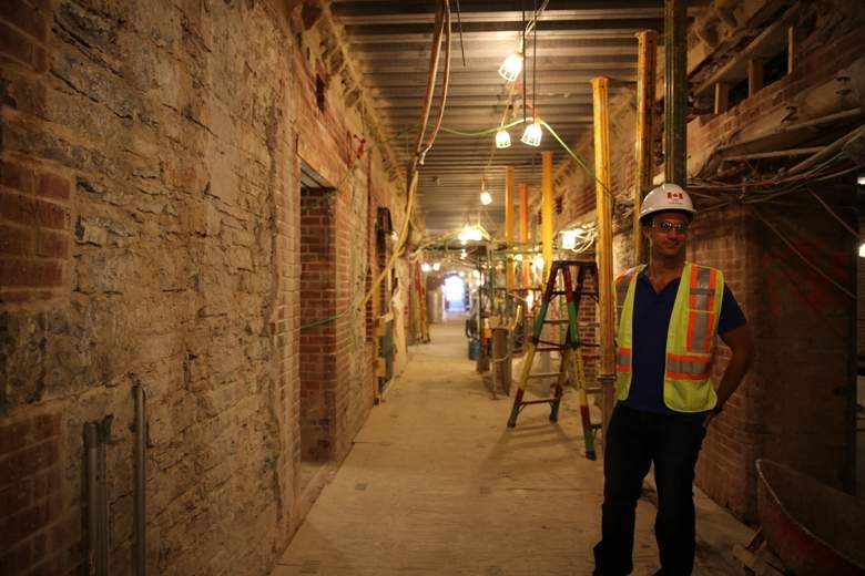 One of the interior corridors in West Block is shown under construction. Workers removed thousands of tonnes of asbestos from the walls and have rewired the building to be Internet-friendly.