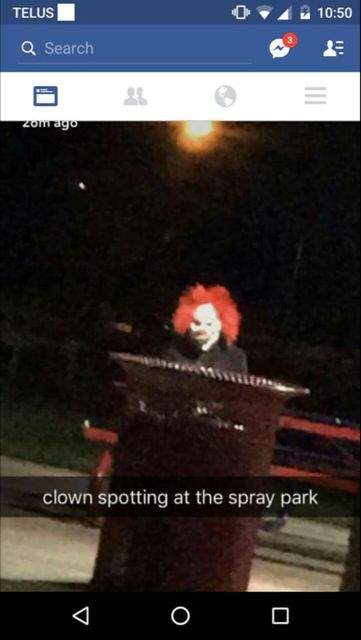 Teenager dressed as a clown in Fort Saskatchewan Oct. 6, 2016.