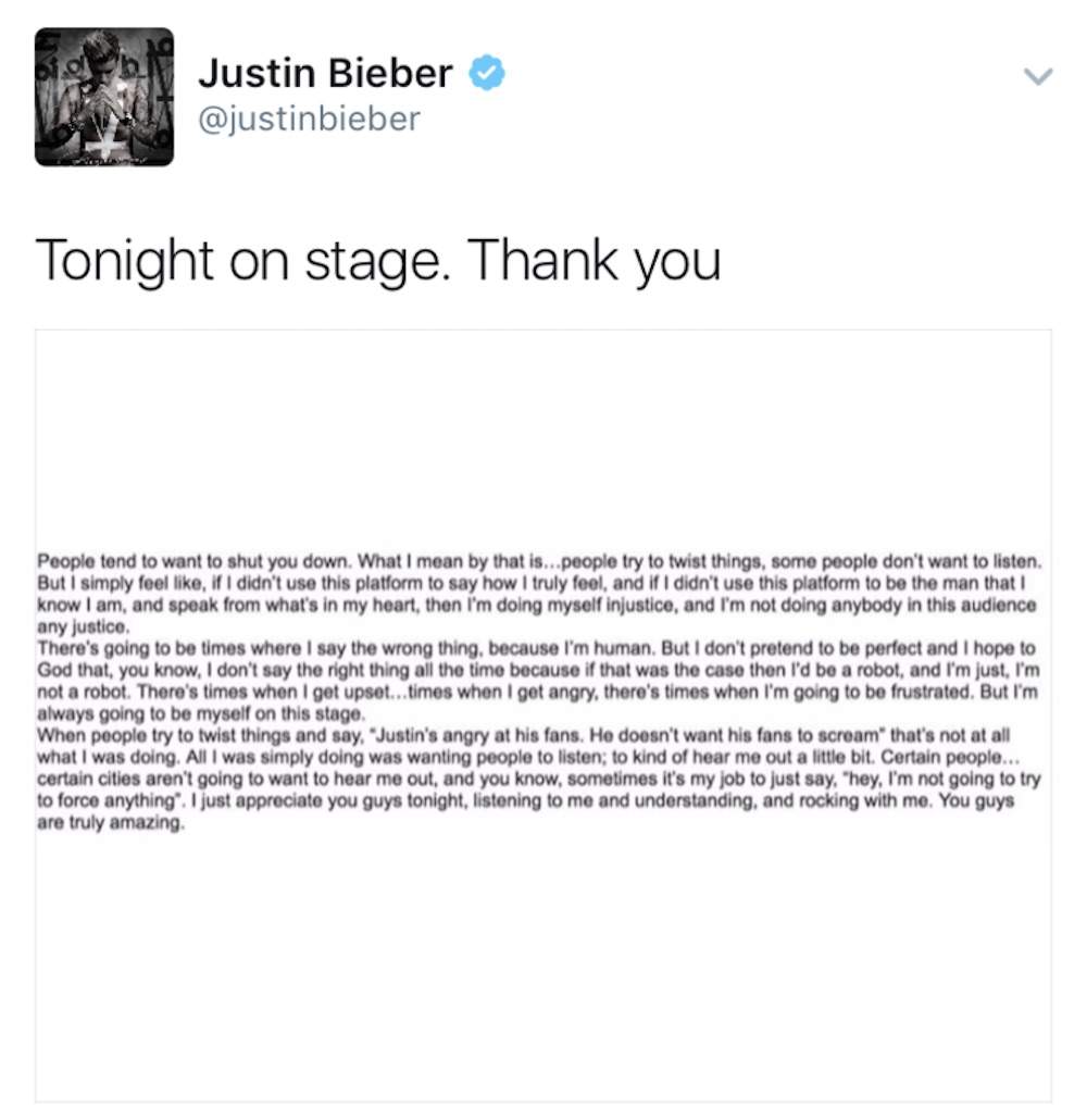 Justin Bieber tweets — then deletes — emotional letter to fans - image