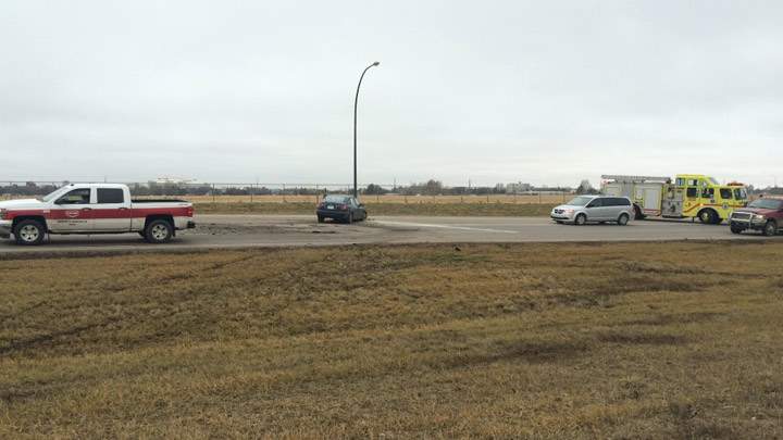 Both southbound lanes and a northbound lane on Circle Drive near College Drive are closed following a two vehicle crash.