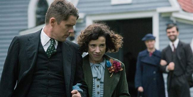 Actors Sally Hawkins as beloved Nova Scotia folk artist Maud Lewis and Ethan Hawke as Maud's husband, Everett Lewis are shown in this handout image from the movie Maudie.