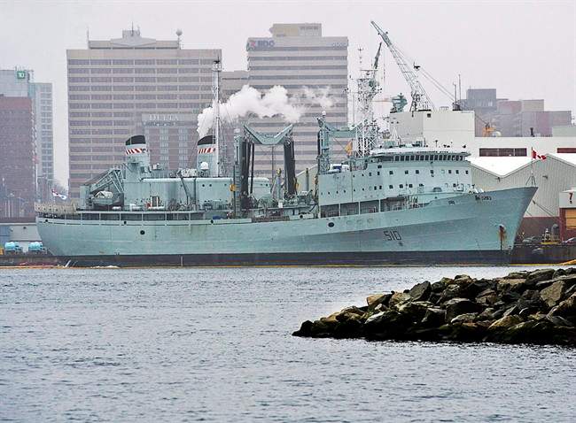 HMCS Preserver, a Royal Canadian Navy supply ship, is docked in Halifax on Wednesday, Feb. 5, 2014. The Royal Canadian Navy's last operational support ship, HMCS Preserver, will be officially retired Friday during a special "paying off" ceremony along the Halifax waterfront.