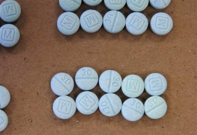 An undated photo of fentanyl pills.